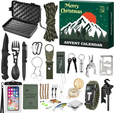 Survival Kit Advent Calendar 2025, 24 Days Christmas Countdown Calendar for Men - Image 1 of 4
