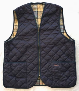 Barbour mens Navy Blue Quilted Waistcoat Zip In Liner Vest Gilet size 46 (L) - Picture 1 of 8
