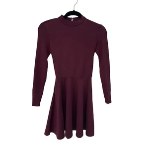 American Apparel Violette Skater Dress Small Mock Neck Open Back Long Sleeve  - Picture 1 of 8