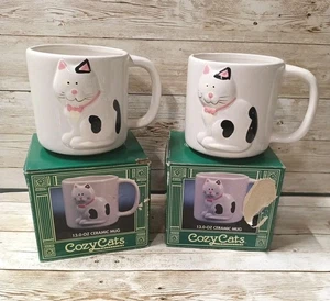 1992 Action Industries Cozy Cats 13 Unzen Becher 2er Set Neu - Bild 1 von 5