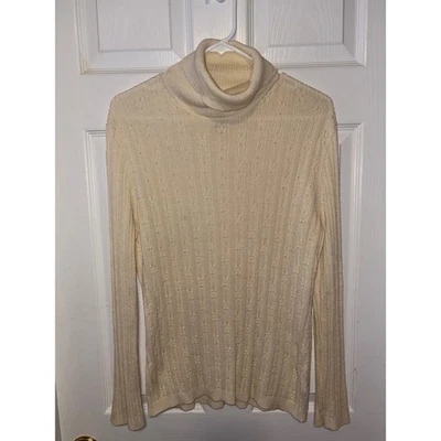 Suéter Rena Rowan Crema Tejido Cuello Alto Mujer XL Manga Larga Texturizado Foto 1 de 4