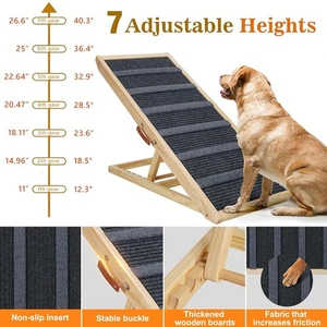 Dog Stairs Pet Steps Adjustable Heights Non-Slip For Bed Sofa Cats Ladder Ramp - Picture 1 of 10