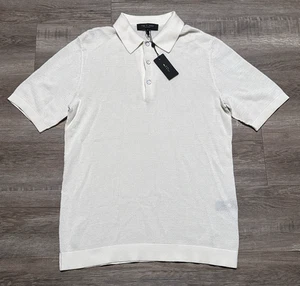NEW rag & bone Men's Size Large Ivory Knit Lewis Polo Shirt L $228 - Picture 1 of 6