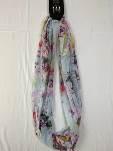 Mixit New Infinity Scarf Cool Versatile White Floral Soft Lace Trim Feminine - Picture 1 of 11