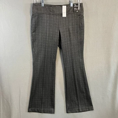 NY&C Women's Petite Bootcut Pull-On Pants Size M Gray Black Herringbone NWT - Image 1 of 4