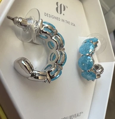 Bomb Party Azul Topacio Cristal de Hielo Rodio Aro Pendientes Impresionantes Puestas de Sol ER74273 Foto 1 de 4