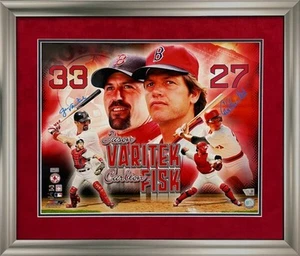 Jason Varitek, Carlton Fisk Double Autograph Photo Collage 23×27 - Picture 1 of 1