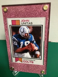 1973 Topps Style John Unitas Passing Variation Baltimore Colts Pink Display - Bild 1 von 11