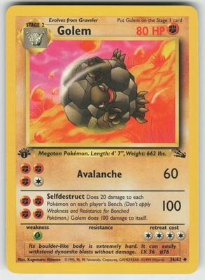 Pokemon 1st Edition Golem Uncommon Fossil 36/62 NM - Image 1 of 2
