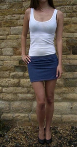Little Stretch Denim Jersey Mini Clingy skirt Shop Price £25 8 10 12 14 16 18 - Picture 1 of 1