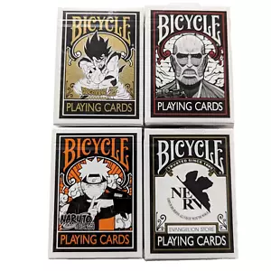Bicycle Playing Cards 4 Set Dragonball Attack on Titan Naruto Evangelion Anime - Picture 1 of 14