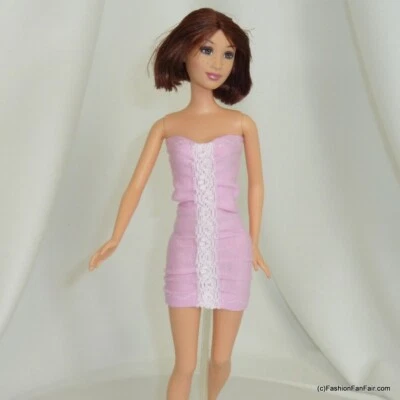 Cute PINK Lacey Handmade Doll Dress for Barbie Vintage Silkstone Fashionista - Image 1 of 4