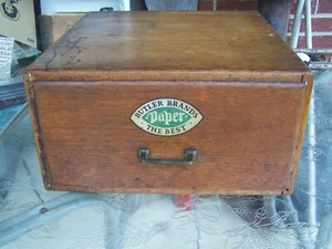 antik Vintage Eiche 1 Schublade Holz Butler Marken Papier der beste Aktenschrank - Bild 1 von 7