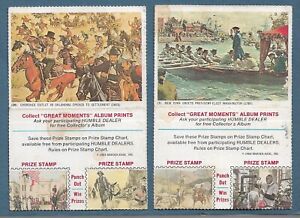 2 Diff 1969 HUMBLE OIL Great Moments Collectors Cards #s 7 & 20 w/ Prize Stamps