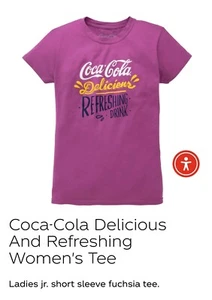 Coca-Cola Delicious And Refreshing Damen T-Shirt, Fuchsia, Ladies Jr. Größe S - Bild 1 von 1