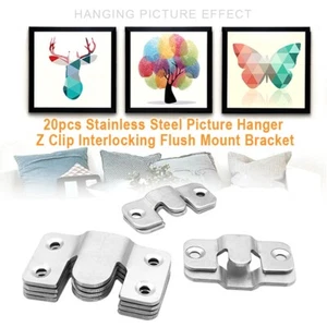 20pcs Art Gallery Painting Interlocking Hook Photo Frame Z Clips Stainless Steel - Picture 1 of 12