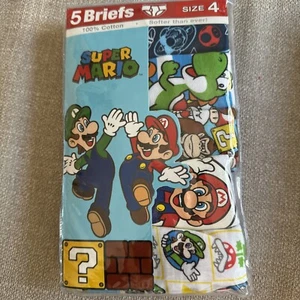 Mario Super Mario Classic Briefs, 5 Pack, New Size 4 Underwear Under pants - Picture 1 of 2