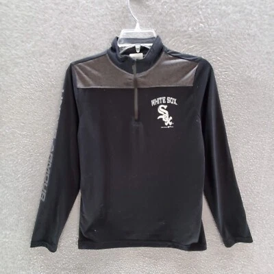Sudadera Chicago White Sox Niños Grande Negra Logo 1/4 Cremallera Manga Larga Cuello Simulado Foto 1 de 4
