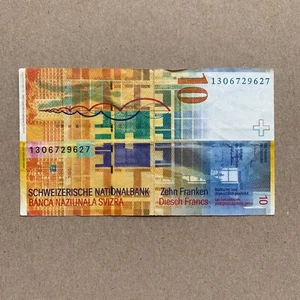 SWITZERLAND 10 FRANCS Banknote 1990's Swiss Currency MEASURING SYSTEM BILL NOTE - Picture 1 of 4