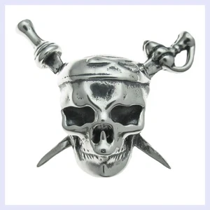 Sterling Silver Skull Pirates Caribbean Swords Bead for European Charm Bracelet - Picture 1 of 4