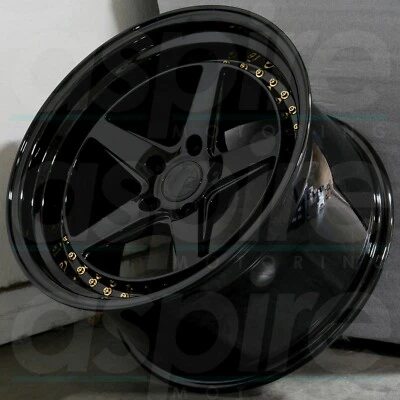 19x11 +22 Wheels Aodhan DS05 5x114.3 Gloss Black Deep Concave 19 Inch Rims Set - Image 1 of 4