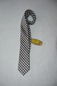 NWT Dillards Boy's Class Club Gold Label 50" Black White Check Silk Tie - Picture 1 of 6