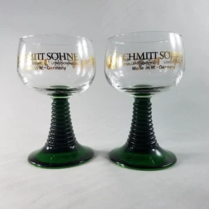 Copas de vino SCHMITT SOHNE (x2) - tallo acanalado verde cordial vintage con Alemania - Imagen 1 de 12