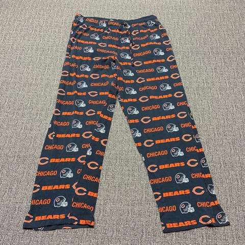 Chicago Bears Sleep Pants Mens Medium NFL Navy Blue Orange Football Drawstring Cover