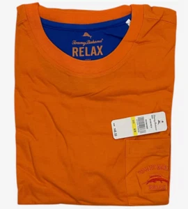 $48 TOMMY BAHAMA Embroidered Logo ORANGE Relaxed Fit Short Sleeve Pocket T-shirt - Picture 1 of 3