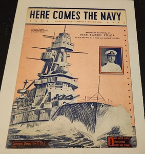 1939 ¡Aquí viene la partitura de la marina arte acorazado! - Imagen 1 de 1