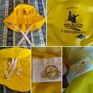 Official Nova Scotia Canada Made  Sou'wester Yellow Rain Hat Adult Size - Picture 1 of 5