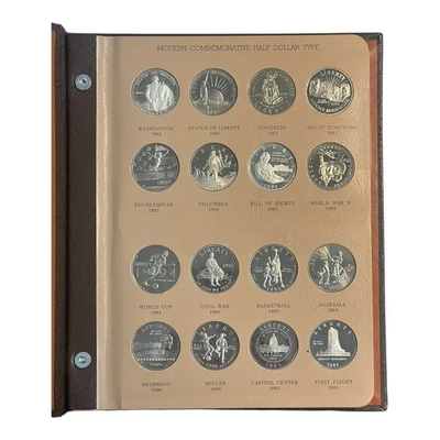21 Modern Commemorative Half Dollars All Different Mostly Proof In Dansco Album. - Image 1 of 3