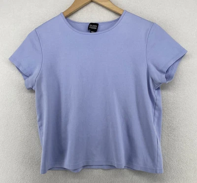 Top EILEEN FISHER M Algodón Entrelazado Jersey Recortado Cuello Redondo Manga Corta Púrpura Foto 1 de 4