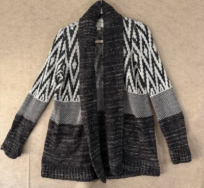 Cárdigan Lucky Brand mezcla de lana para mujer talla L negro bolsillos delanteros abiertos Foto 1 de 4