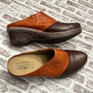 L'Artiste Mule Clogs Slip On Shoes Western Artsy Embossed 42 size 10.5-11 - Picture 1 of 7
