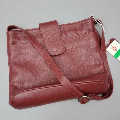 Bolso de Hombro Italiano Cuero Guijarro Cuadrado Frontal Solapa Ajustable Hecho a Mano  Foto 1 de 4