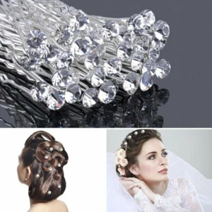 20pcs Crystal Diamante 8mm Bridal Hair Pins Clips Accessories Hairpins Wedding - Picture 1 of 12