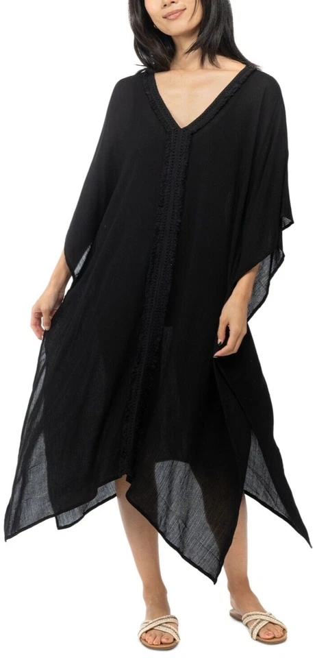 I.n.c. Kimono negro con flecos para mujer International Concepts Foto 1 de 1