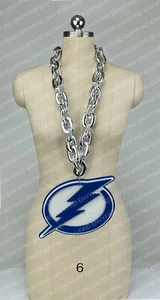 New NHL Tampa Bay Lightning BIG Fan Chain Silver Necklace Foam MI USA - Picture 1 of 3