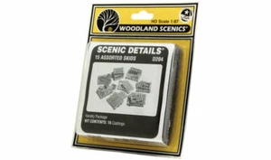 NEW HO Woodland Scenics Scenic Details D204 Assorted Skids 15 Count Kit  - Picture 1 of 3
