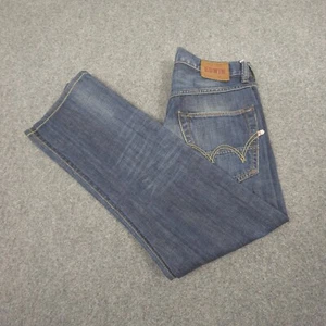 Edwin Jeans womens 28 Blue Denim Straight Cotton button Fly Japan Size 28x26 - Picture 1 of 12