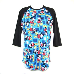 LuLaRoe Disney Mickey Mouse Women's Randy T-Shirt Sz XS Blue Black Raglan Sleeve - Picture 1 of 8