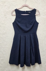 The Limited Women Dress 4 Blue Poly Blend Sleeveless A Line Pleated Knee Length - Picture 1 of 18