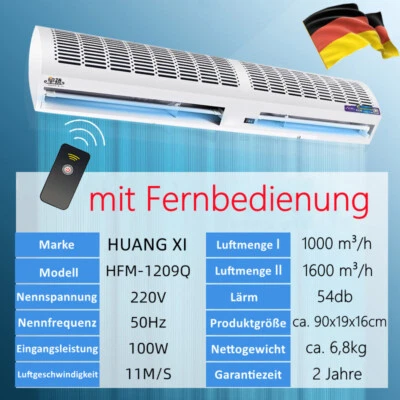 HUANG XI Luftschleier Elektro Türluftschleier mit Fernbedienung 0,9m 2 Geschwindigkeiten