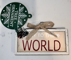 Wood Christmas Ornament Joy to the World Holiday 5" x 2.25" NWT - Picture 1 of 9