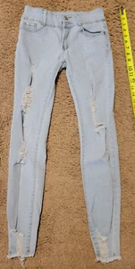 Pastel Denim Blue Jeans Girls Size 16 Distressed Look Skinny Jeans - Picture 1 of 11