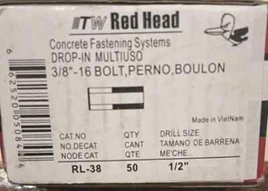 Red Head RL-38 3/8-Inch Multi-Set Lipless Drop-In Anchor (50 per Box) - Picture 1 of 3