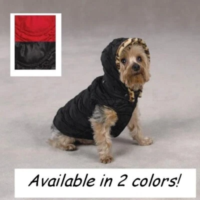 Quilted Reversible Leopard Print Dog Vests by Zack & Zoey Red or Black - Image 1 of 3