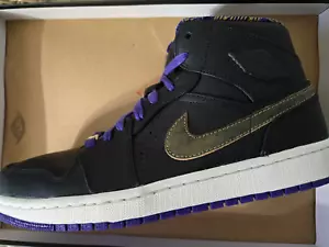 Air Jordan 1 mid Nouveau 10.5 US Black metallic Gold CRT Purple - Picture 1 of 8