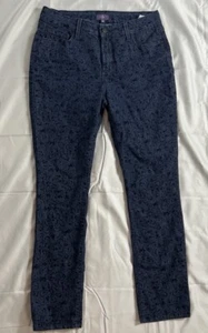 NYDJ Slim Fit Blue Floral Pattern Women’s Jeans Size 10P Made In The USA - Picture 1 of 11